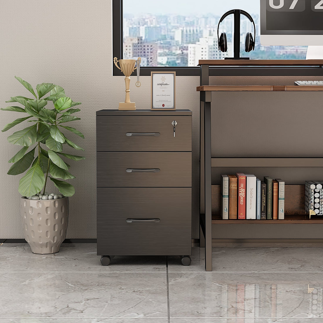 3 tier file cabinet in office