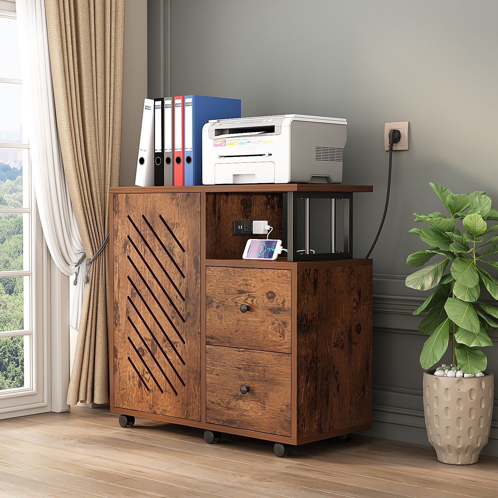 Modern office desks and old fashioned ones