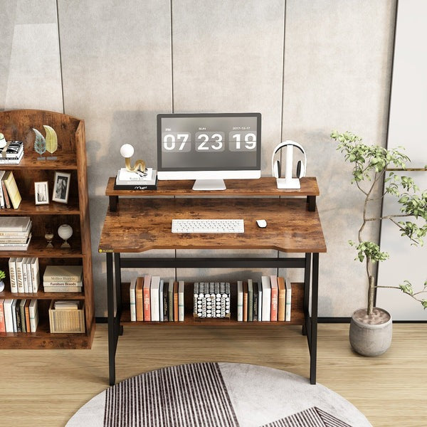 Space-Saving Elegance: Discover the 31.5" Desk for Small Spaces with Storage Shelf