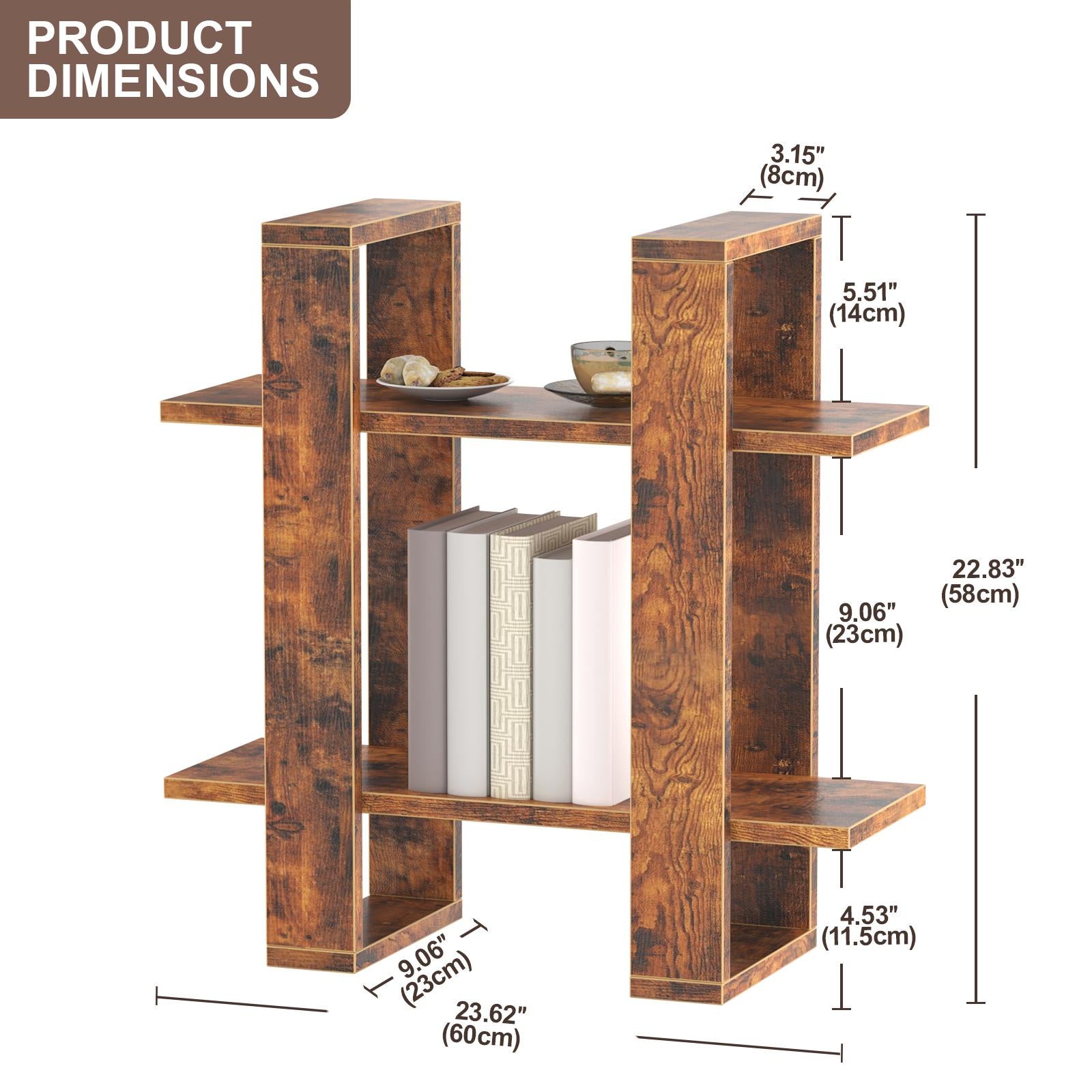 Wood Wall-Mounted Display Shelf with 3-Tier Design for Books, Décor, and Accessories