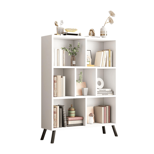 7 Cube Bookshelf,3 Tier Open Shelf Bookcase with Legs