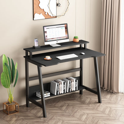 31.5" Desk for Small Spaces with Storage Shelf