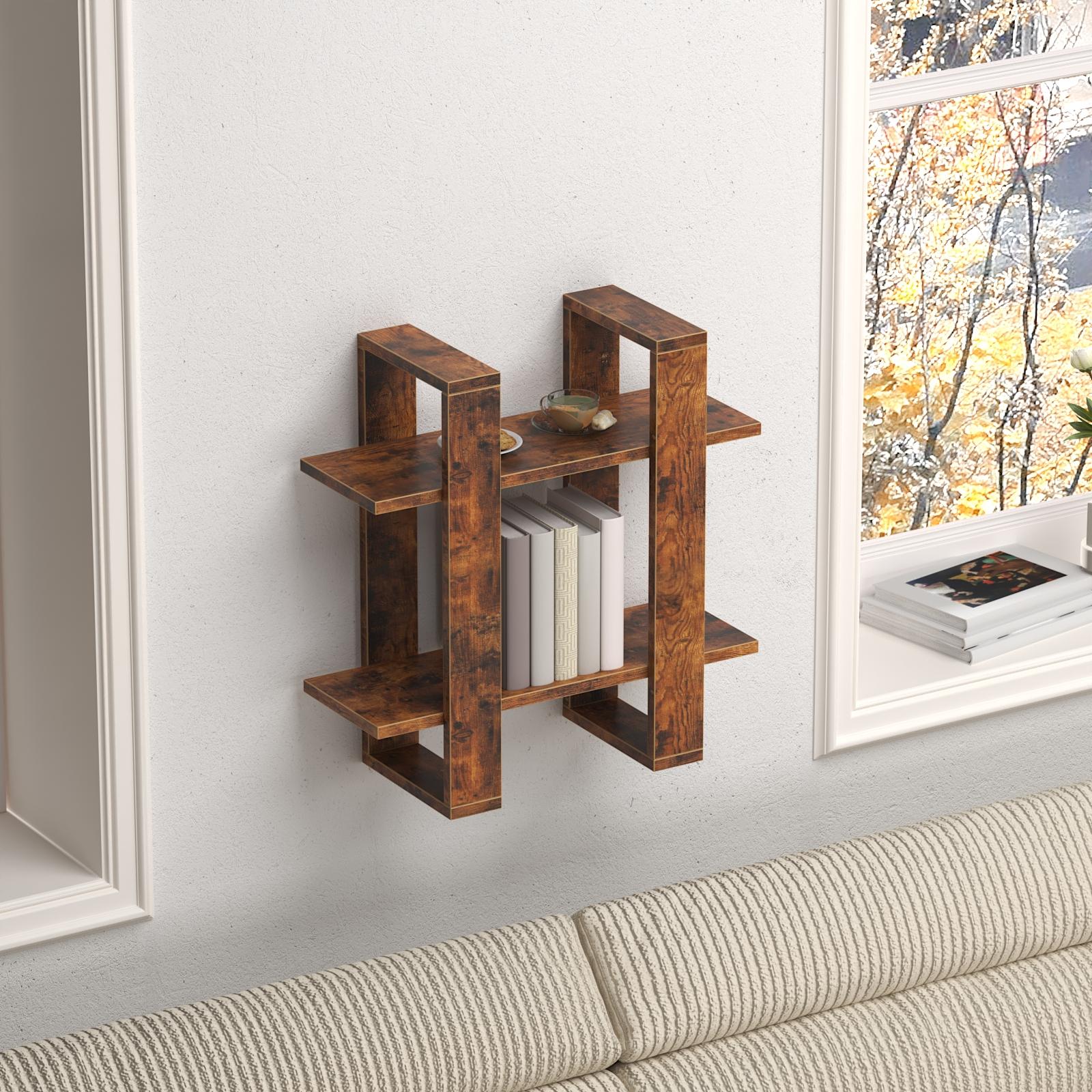 Wood Wall-Mounted Display Shelf with 3-Tier Design for Books, Décor, and Accessories