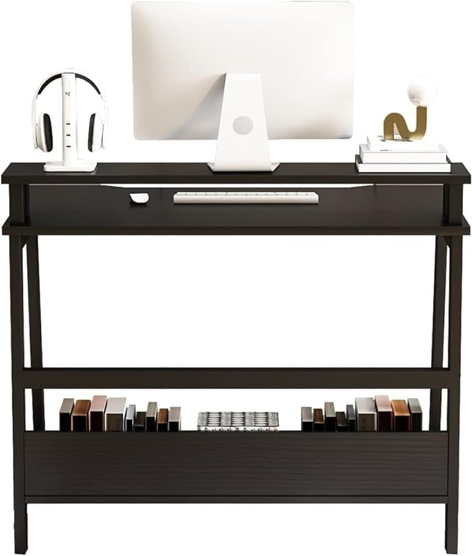 31.5" Desk for Small Spaces with Storage Shelf