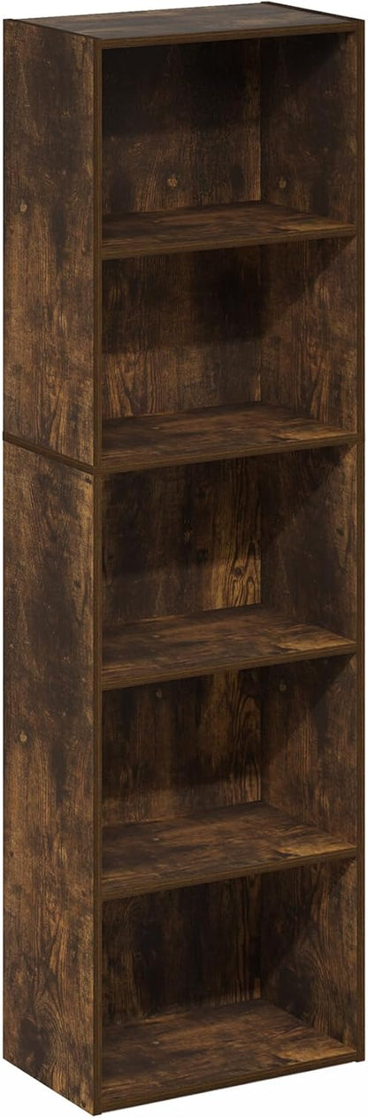 Alisened Bookcase/Bookshelf/Storage Rack,5 Layers,Dark Wood