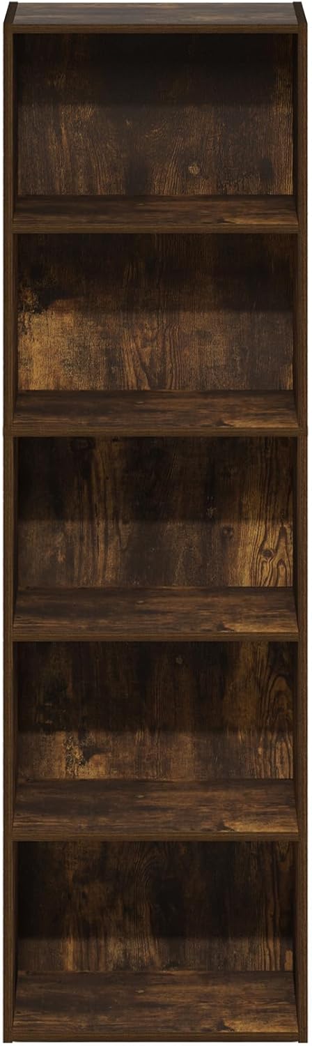 Alisened Bookcase/Bookshelf/Storage Rack,5 Layers,Dark Wood