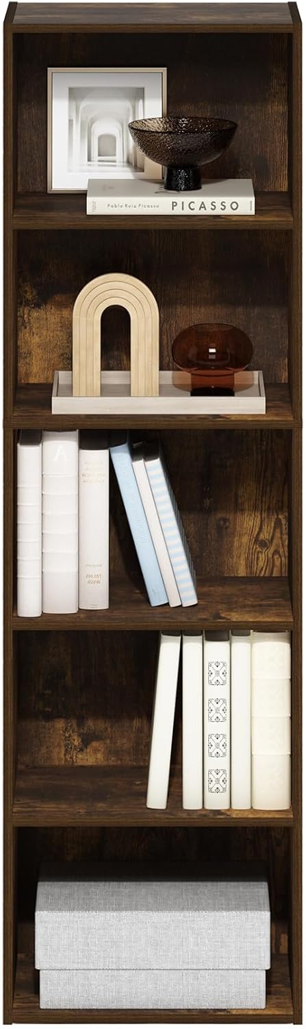 Alisened Bookcase/Bookshelf/Storage Rack,5 Layers,Dark Wood