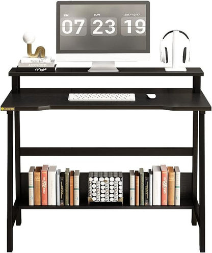 31.5" Desk for Small Spaces with Storage Shelf