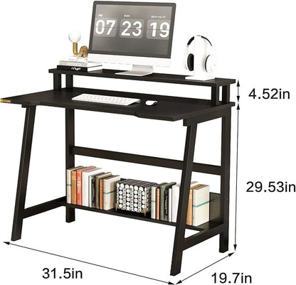 31.5" Desk for Small Spaces with Storage Shelf