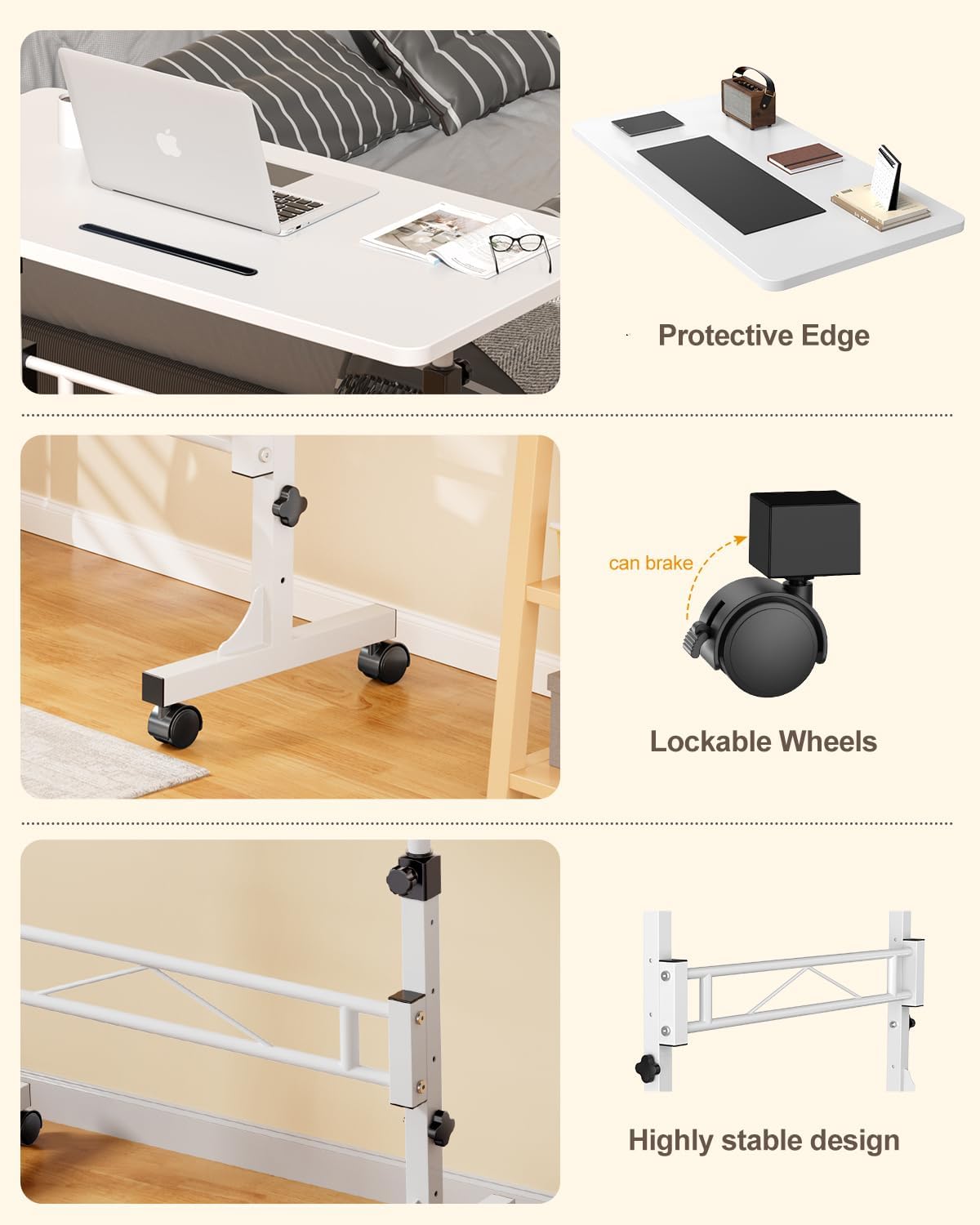 Alisened Small standing desk adjustable height, mobile standing desk with wheels