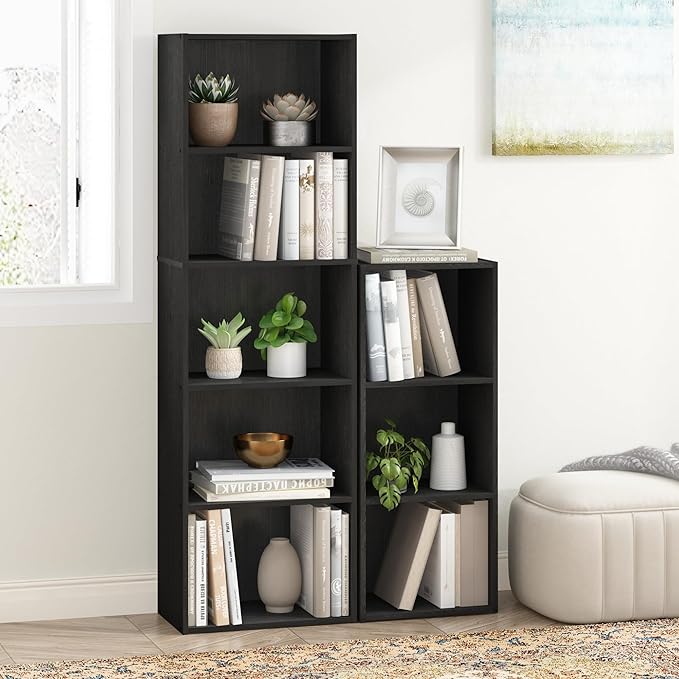 Alisened Bookcase/Bookshelf/Storage Rack,5 Layers,Dark Wood