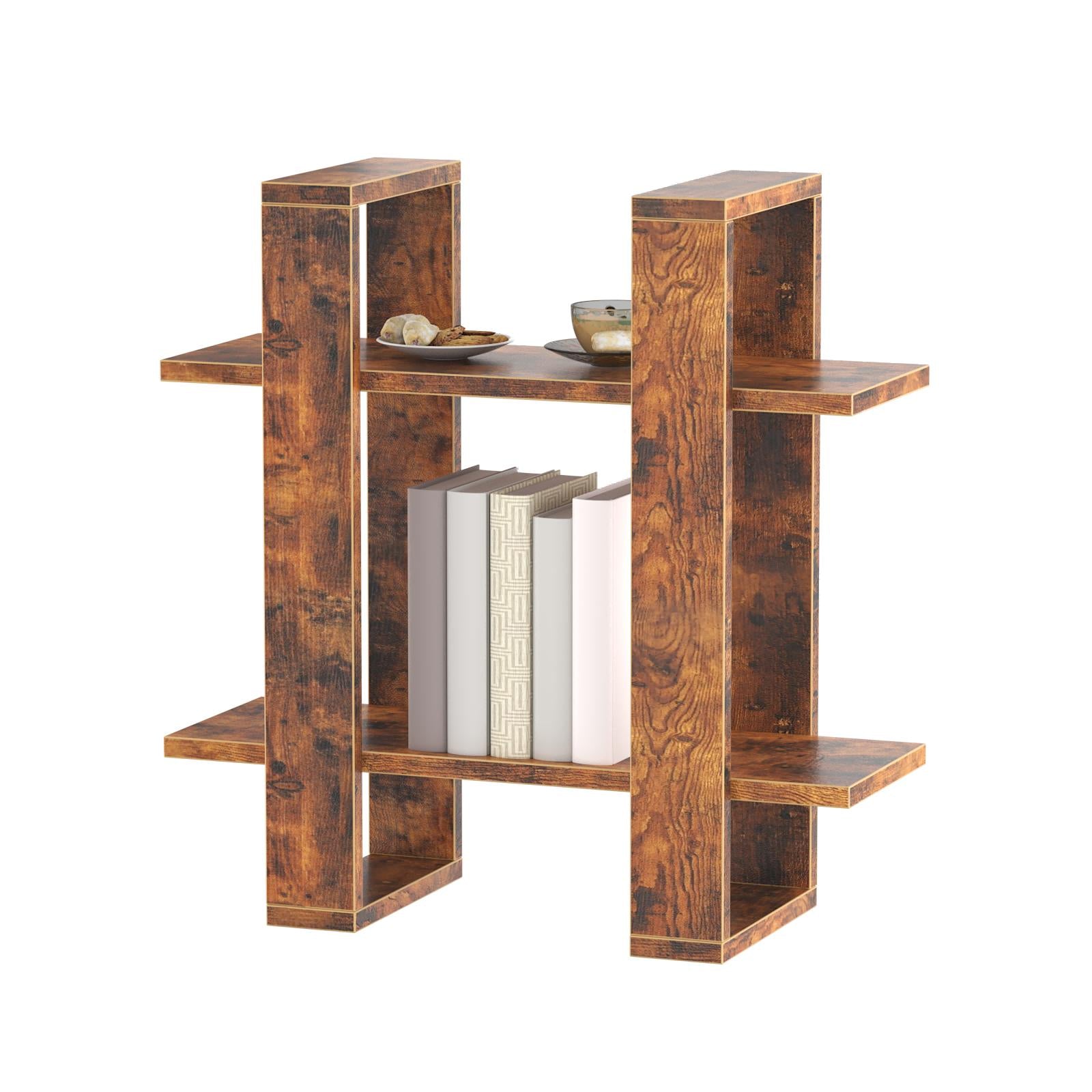 Wood Wall-Mounted Display Shelf with 3-Tier Design for Books, Décor, and Accessories