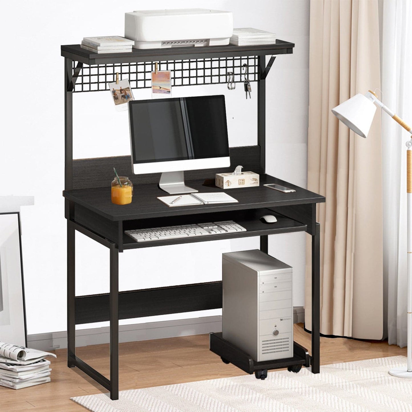 Study Table Modern Writing Desk with Storage Shelves black