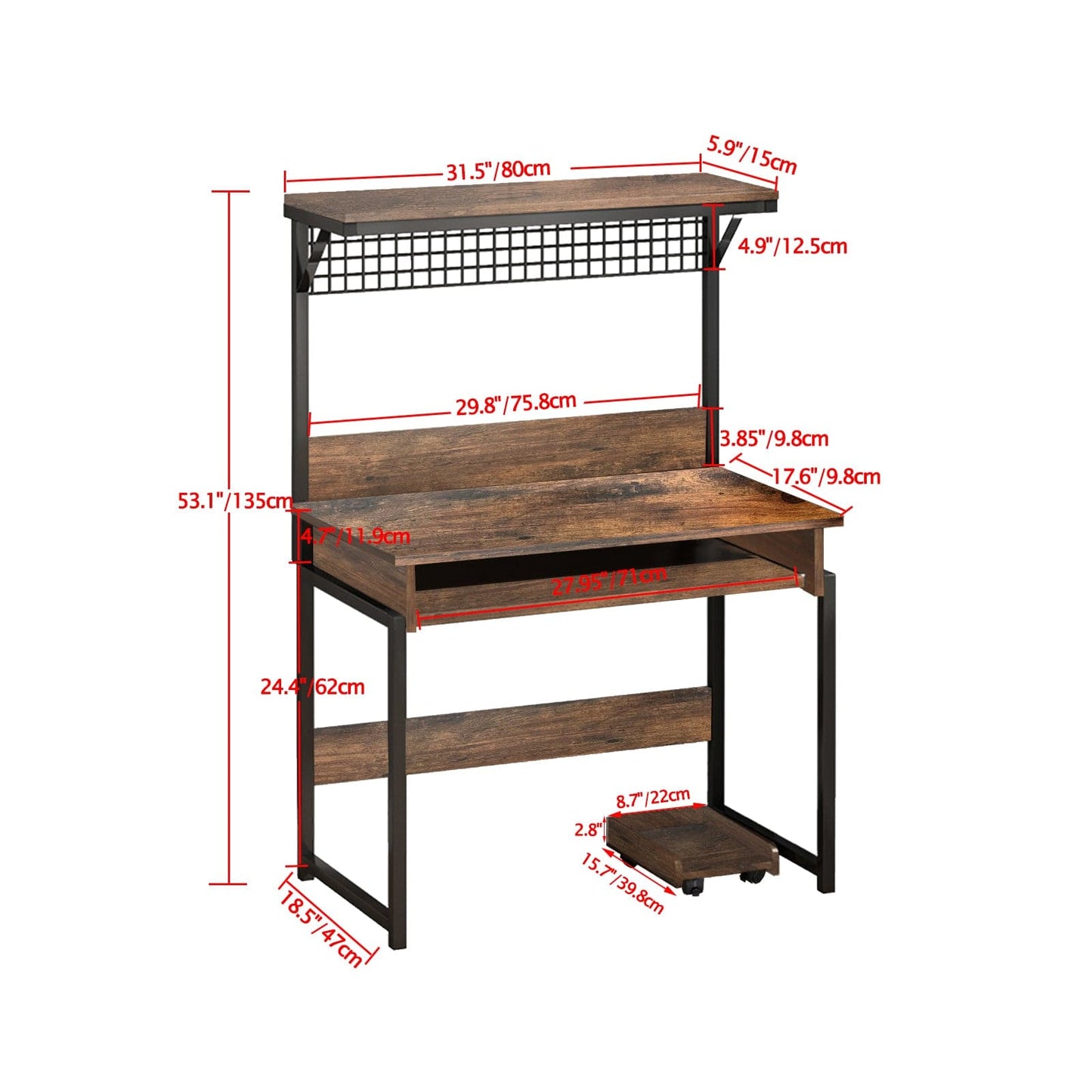 Study Table Modern Writing Desk with Storage Shelves