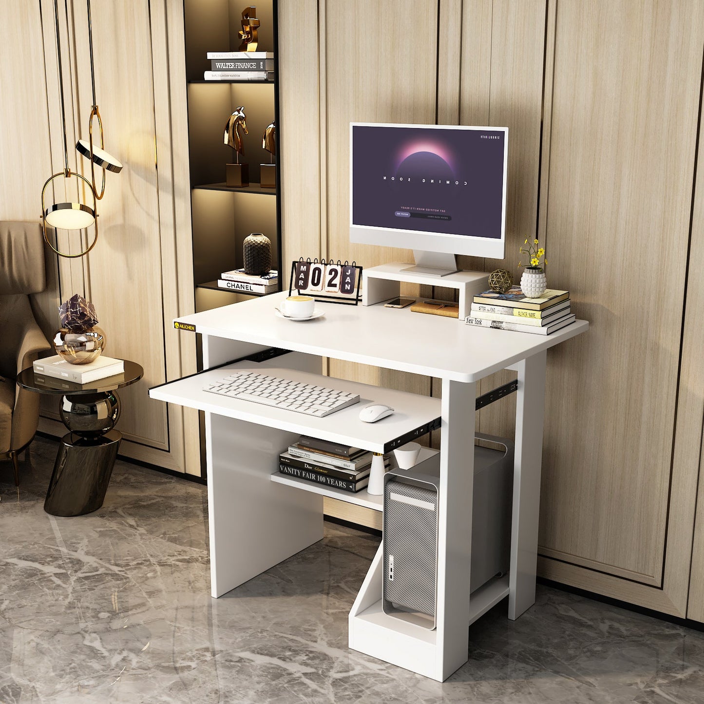 Home Office Computer Desk Writing Study Desk Book Writing Corner Table