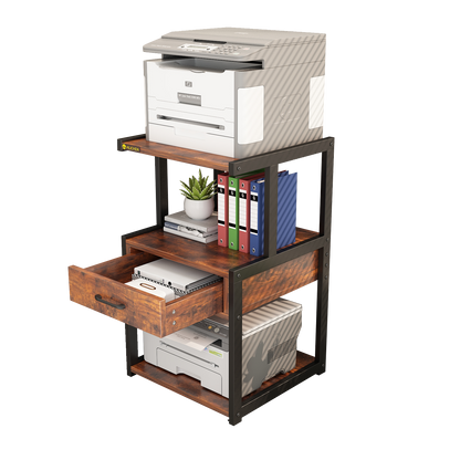 Mobile Printer Stand Filing Cabinet with Storage Shelves