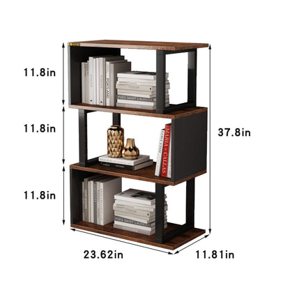 3-tier Open Storage Shelving with Wood Look Accent Metal Frame