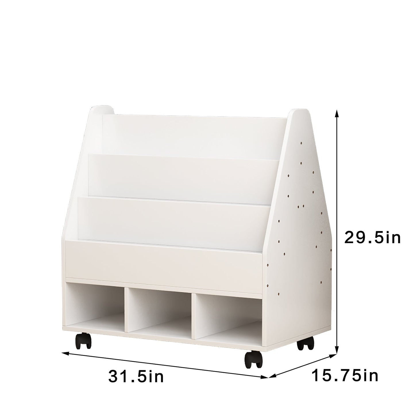 4 Tier Double Sided Mobile Bookcase Display Stand with 3 Cube Units Magazine Bookshelf