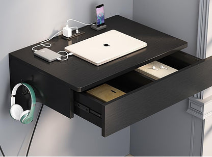 Wall Mounted Laptop Desk with Power Outlets,2 USB Ports