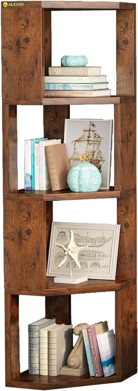 Modern Storage Display Rack Corner Tall Book Shelf