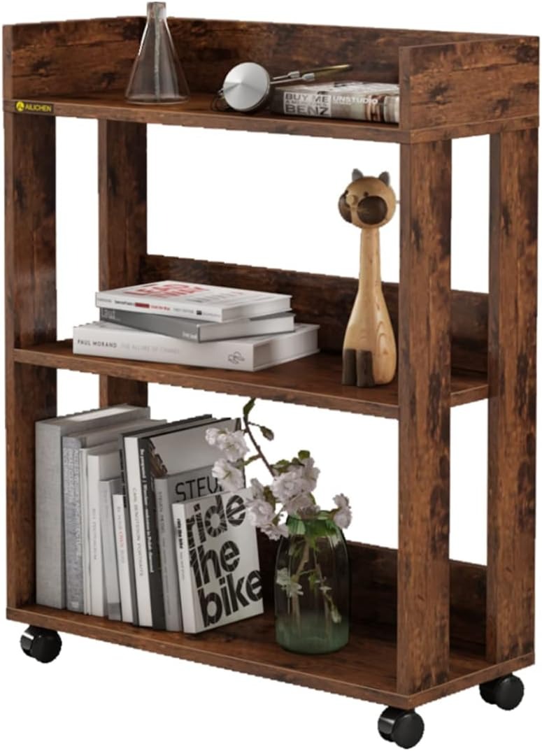 3-Tier Open Wood Shelving Unit Mobile Storage