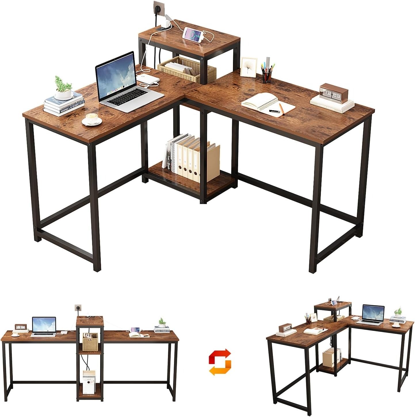 83 Inches Two Person Desk with Power Outlet