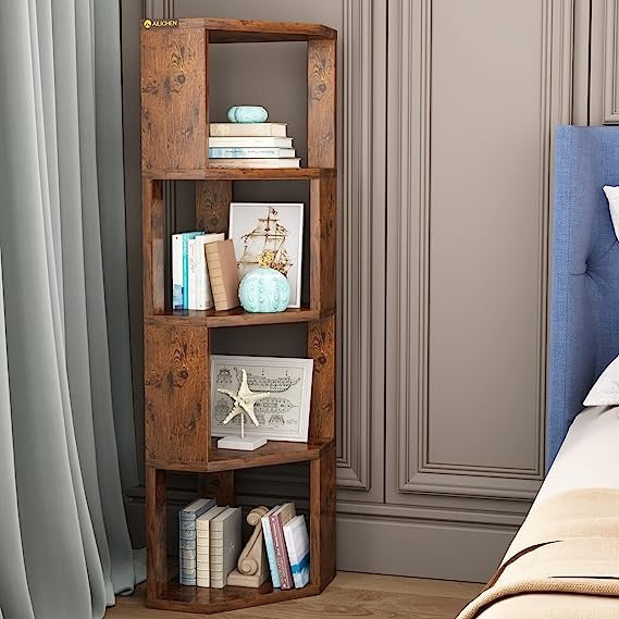 Modern Storage Display Rack Corner Tall Book Shelf