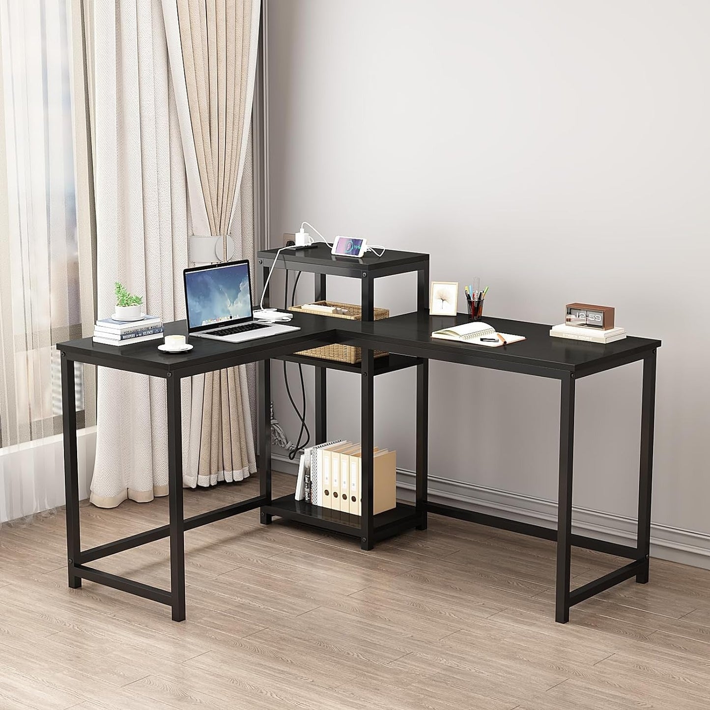 83 Inches Two Person Desk with Power Outlet