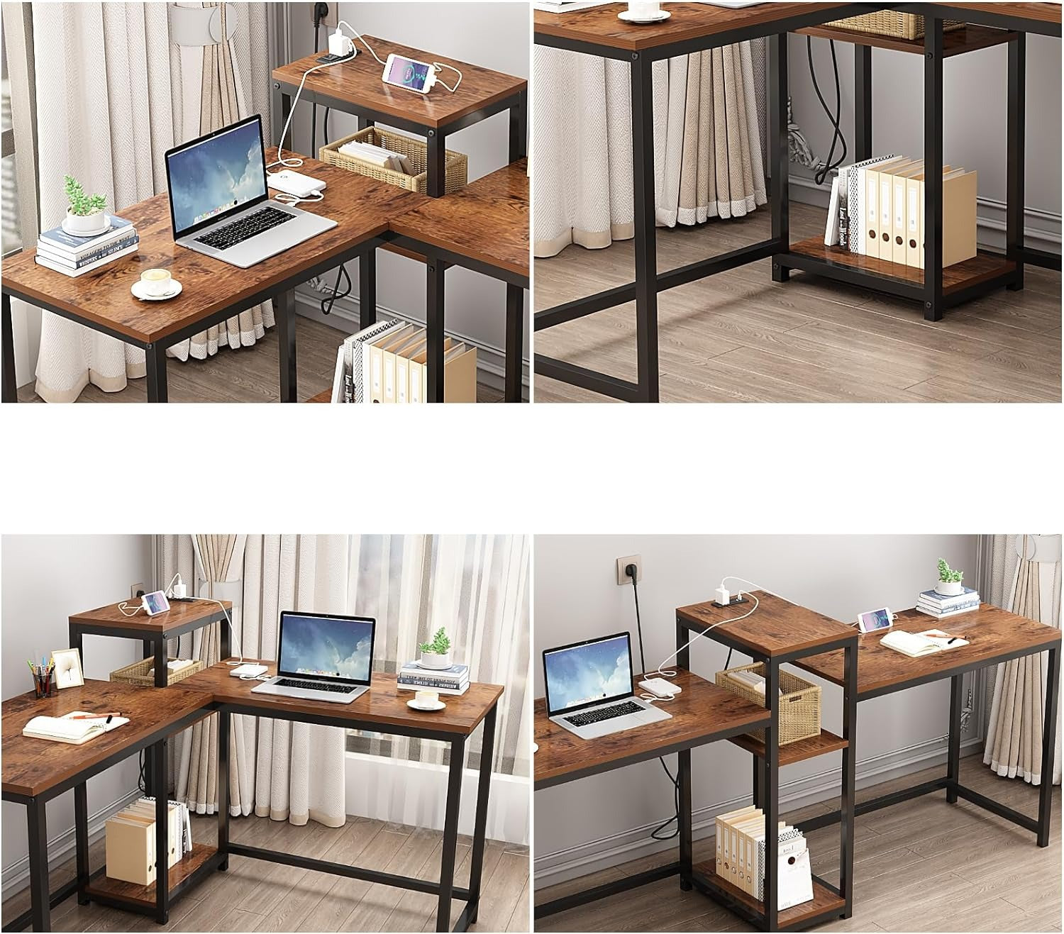 83 Inches Two Person Desk with Power Outlet