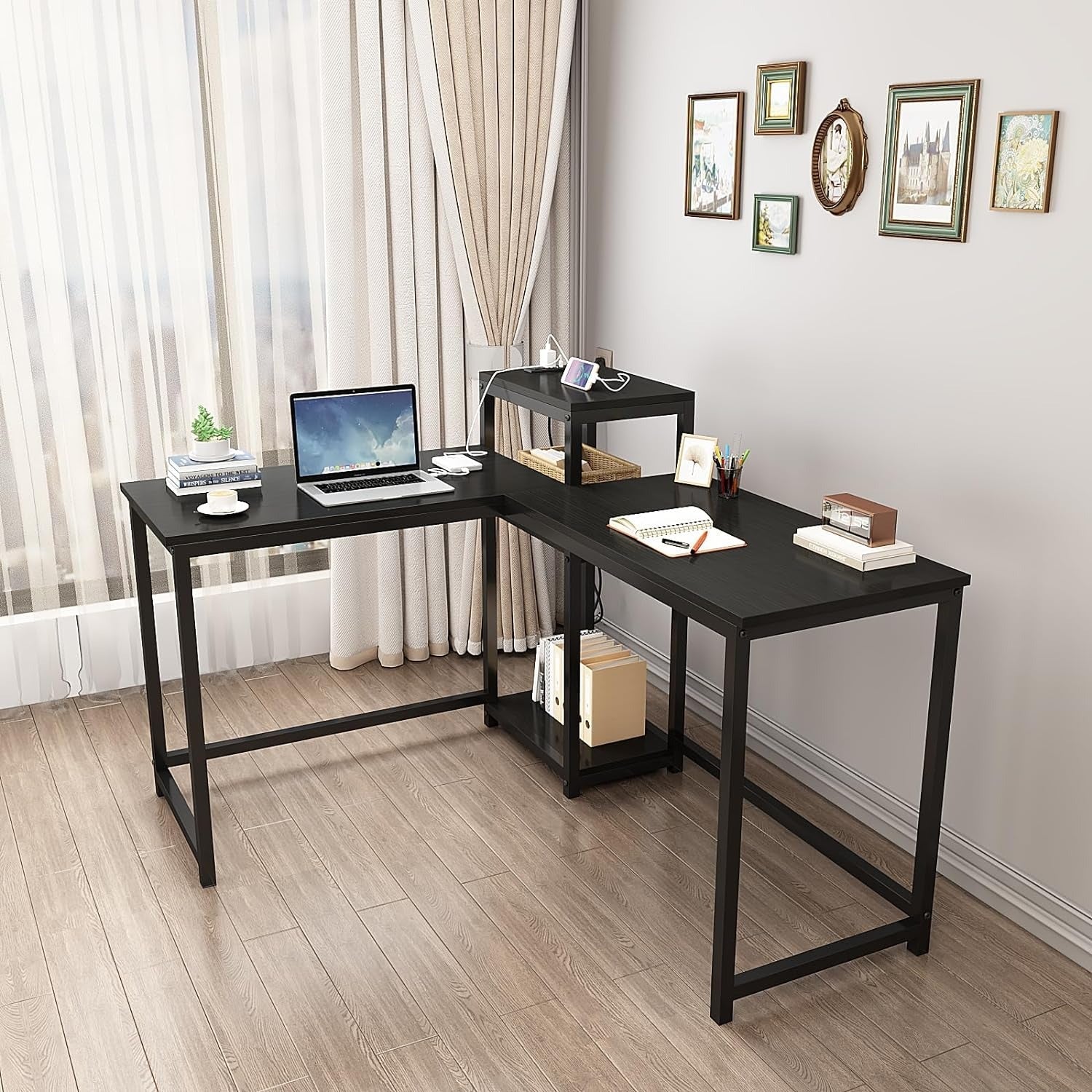 83 Inches Two Person Desk with Power Outlet