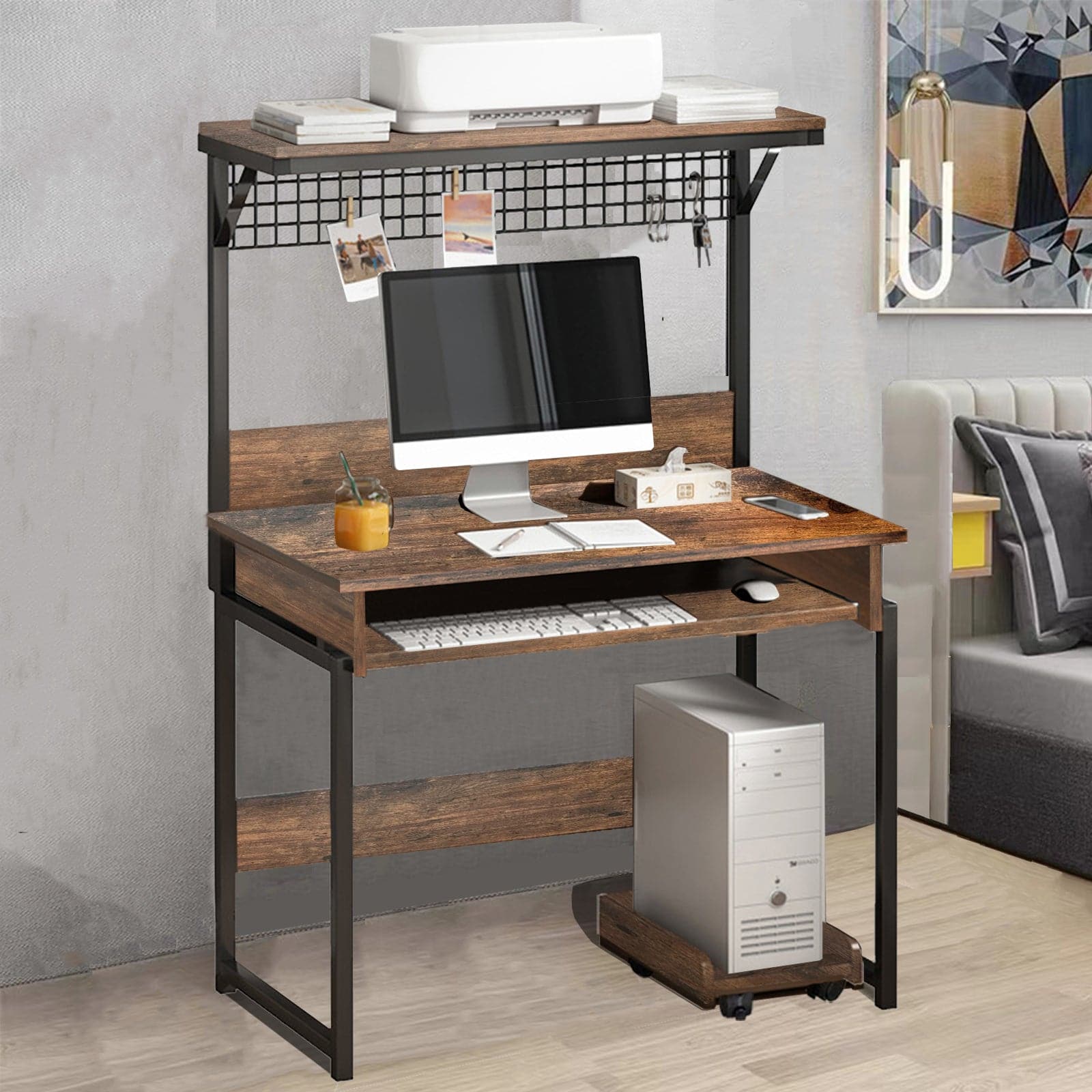 Study Table Modern Writing Desk with Storage Shelves