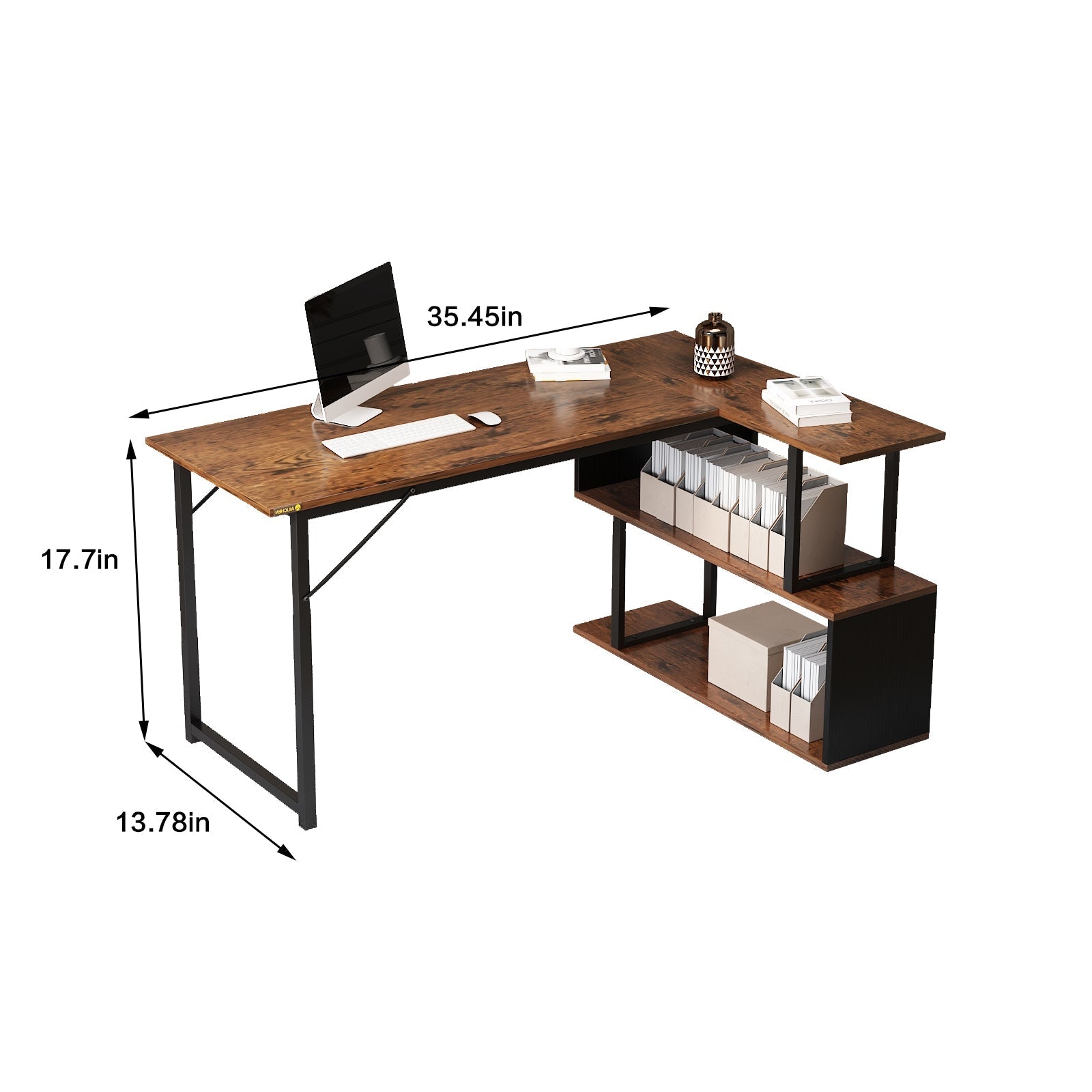 Computer Desk with Square Shelves size