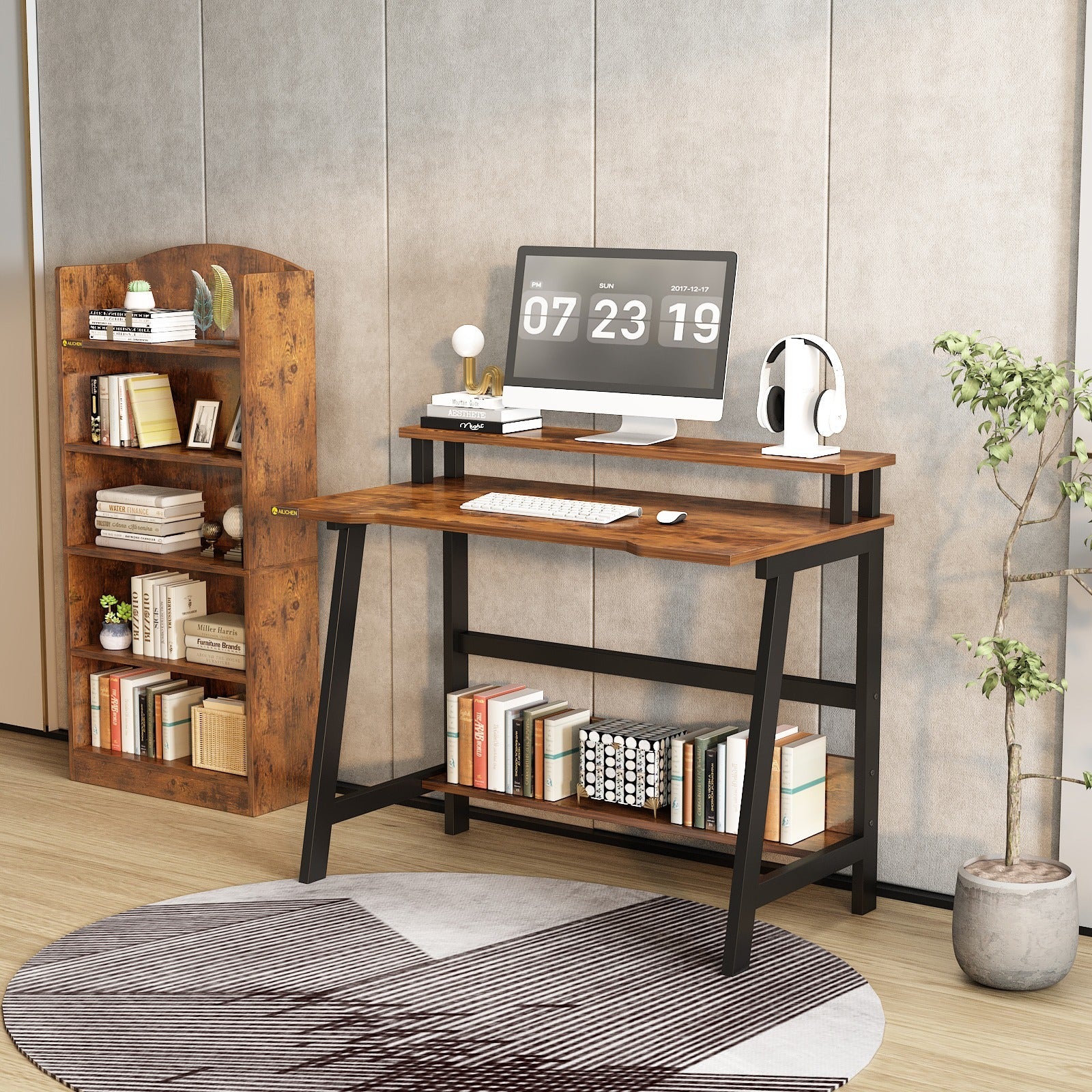 31.5" Desk for Small Spaces with Storage Shelf