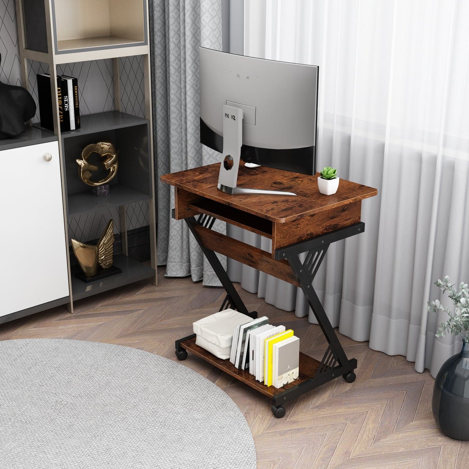 Computer Desk for Small Spaces with Wheels 